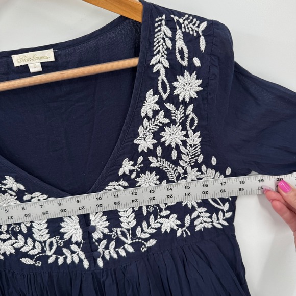 Shoshanna Swim Cover Womens S Sheer Embroidered Blue Flowy Floral Boho Beach - Picture 7 of 9